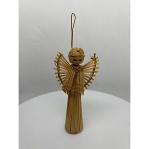 Handmade Straw Angel Ornament Vintage Christmas Tree Decoration Holiday Decor